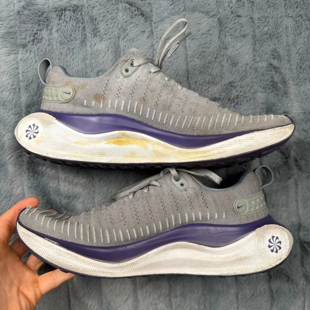 Nike InfinityRN 4 Grey Purple Running Shoes FJ1221-010 Mens 11.5 ReactX Flyknit